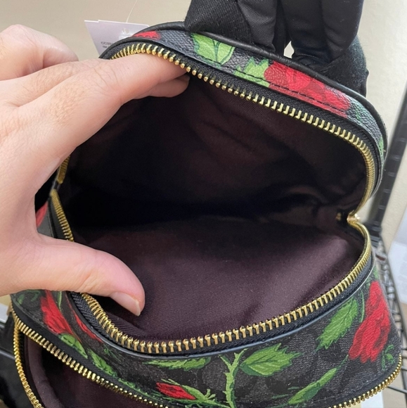 Coach Mini Court Backpac  In Signature Pebbled Leather With Fairytale Rose Print - Picture 4 of 8